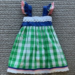 Double Cuties Green Checkered Dress with Lace Trim (perfect WDW lookalike) 2T
